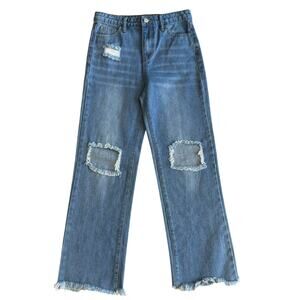 GB GIRLS Girls High Rise Distressed Wide Leg Jeans Size 14 NWOT